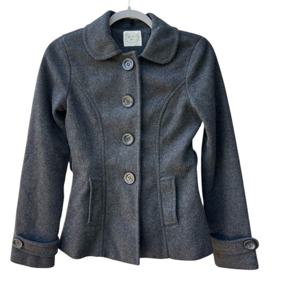 Be Cool Basic Charcoal Grey Button Down Pocket Lined Jacket WM SZ S